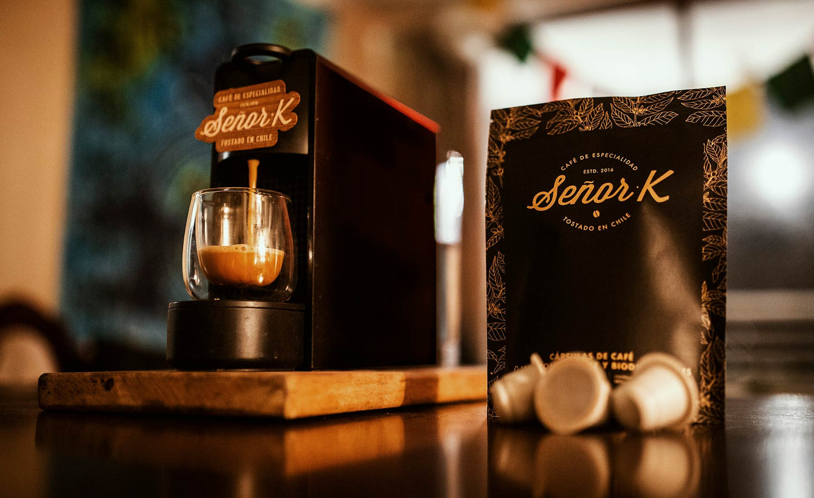 Cafetera Nespresso y cápsulas de café Señor K