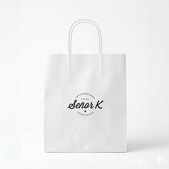 Bolsa de papel blanca Señor K 33x35x12cm