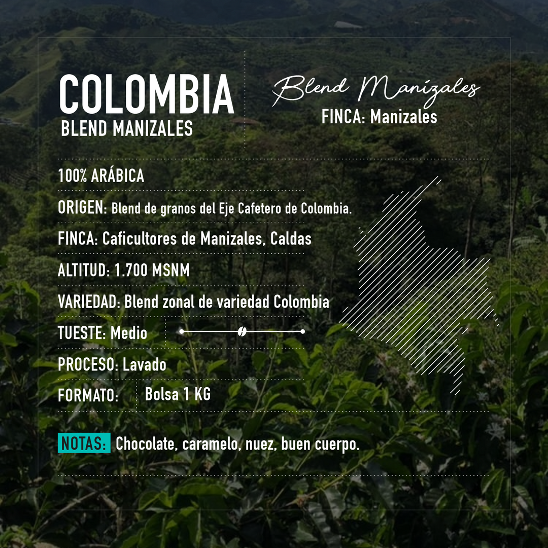 Colombia | Blend Manizales Bolsa 1KG |GRANO ENTERO