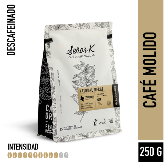 Café descafeinado de Colombia | Natural decaf Bolsa 250 gramos | MOLIDO