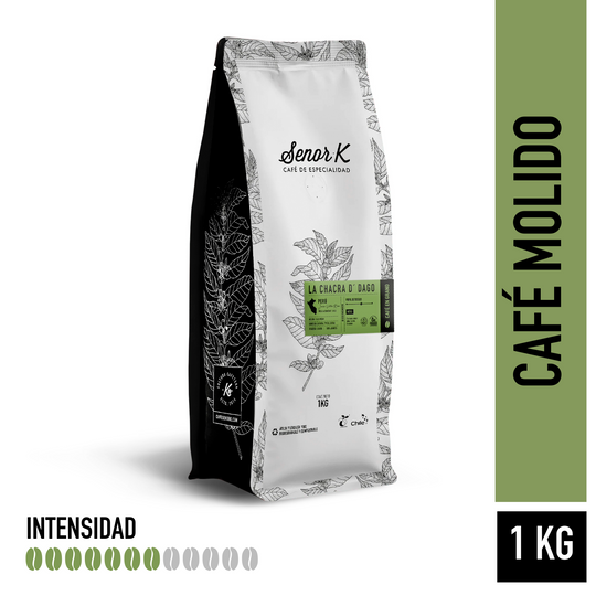 Café orgánico de especialidad de Perú | La Chacra D´Dago Bolsa 1 KG | MOLIDO