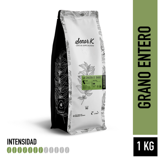 Café orgánico de especialidad de Perú | La Chacra D´Dago Bolsa 1 KG | GRANO ENTERO