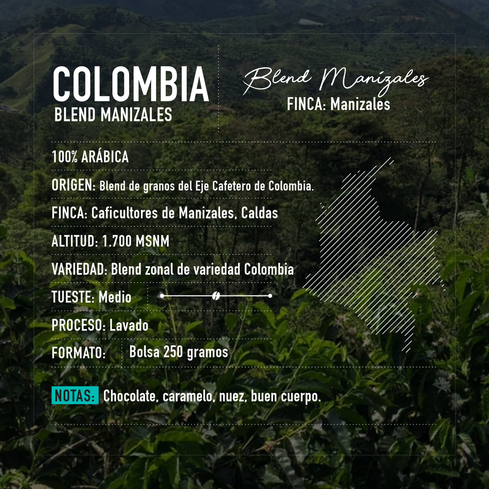 Café de especialidad de Colombia | Blend Manizales Bolsa 250 gramos