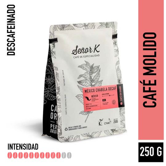 Café descafeinado de México | Chabela decaf Bolsa 250 gramos | MOLIDO