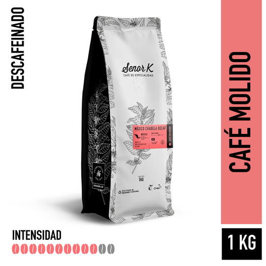 Café descafeinado de México | Chabela decaf Bolsa 1 KG | MOLIDO