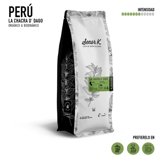 Café orgánico de especialidad de Perú | La Chacra D´Dago Bolsa 1 KG | Biodinámico