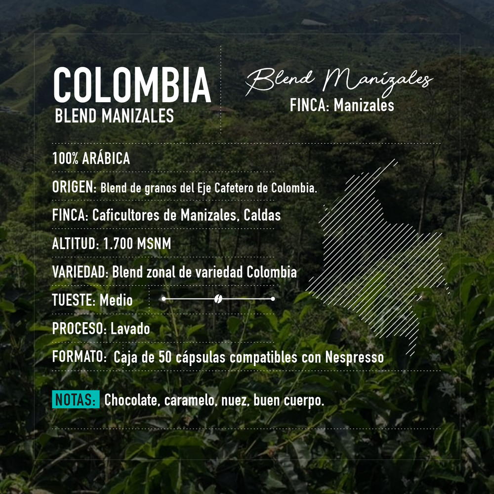 Cápsulas para Nespresso | Colombia Blend Manizales 50 UNIDADES