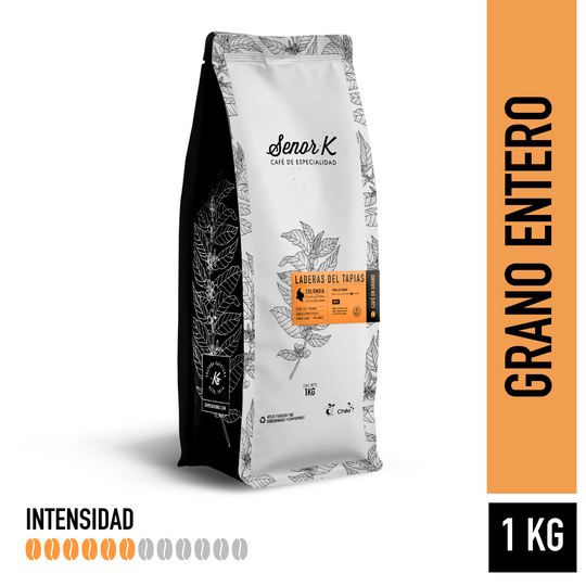 Café de especialidad de Colombia | Laderas del Tapias Bolsa 1 KG | GRANO ENTERO