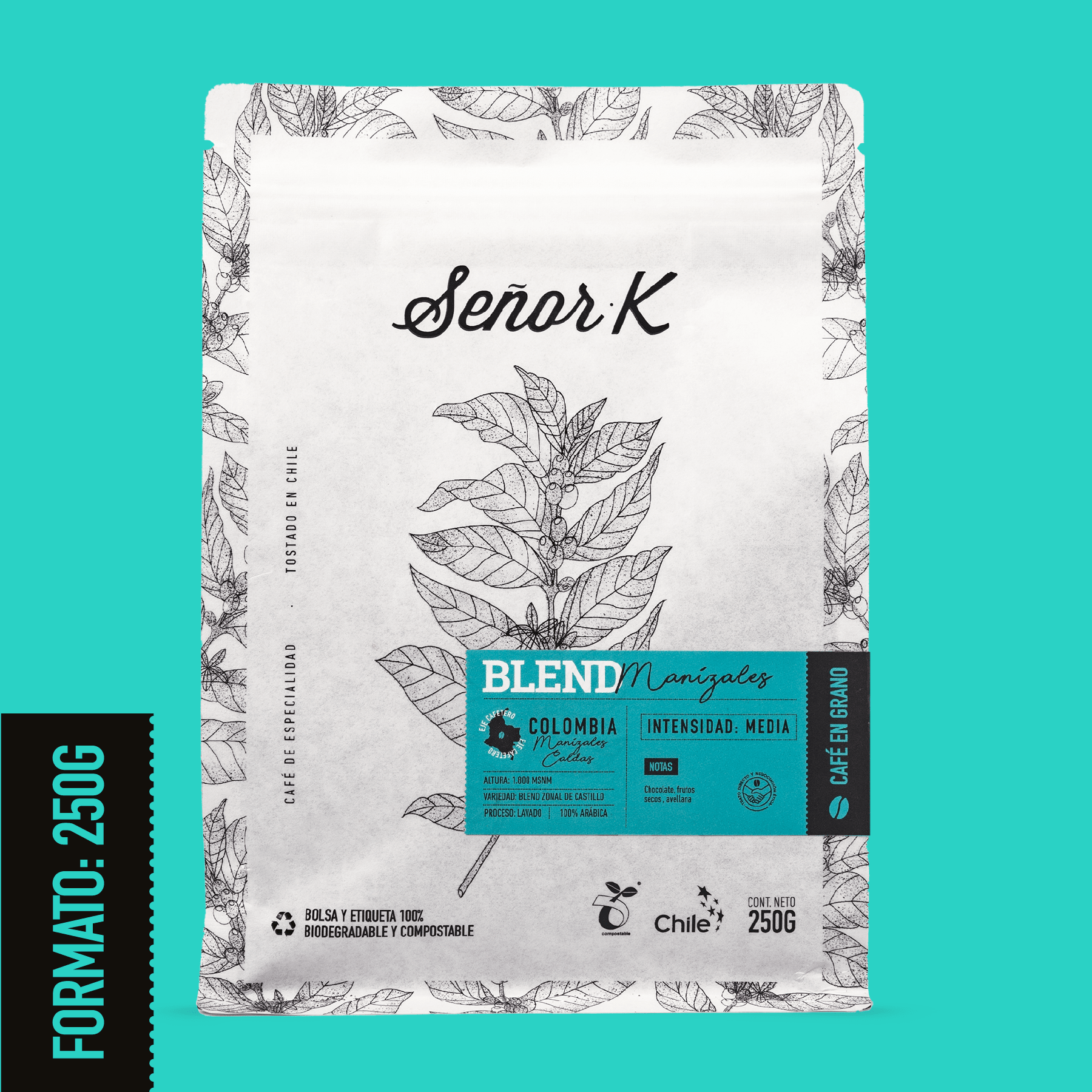 Café de especialidad de Colombia | Blend Manizales Bolsa 250 gramos (Grano entero/Molido)