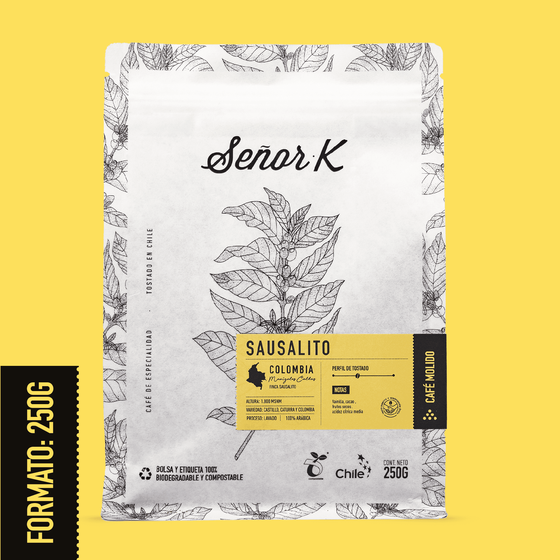 Café de especialidad de Colombia | Finca Sausalito Bolsa 250 gramos (Grano entero/Molido)