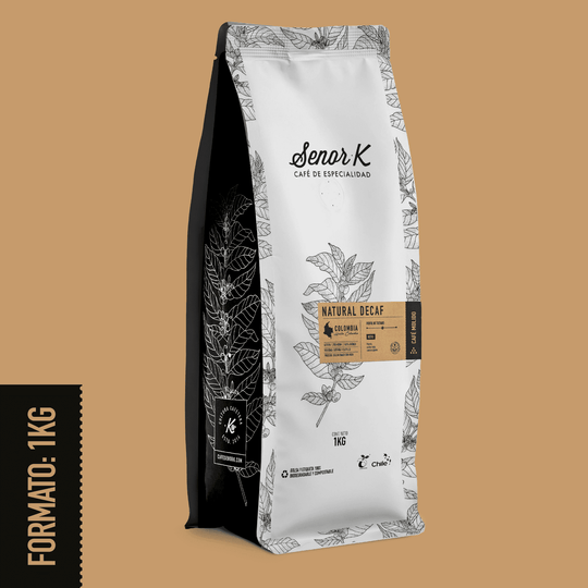 Café descafeinado de Colombia | Natural decaf Bolsa 1 KG (Grano entero/Molido)