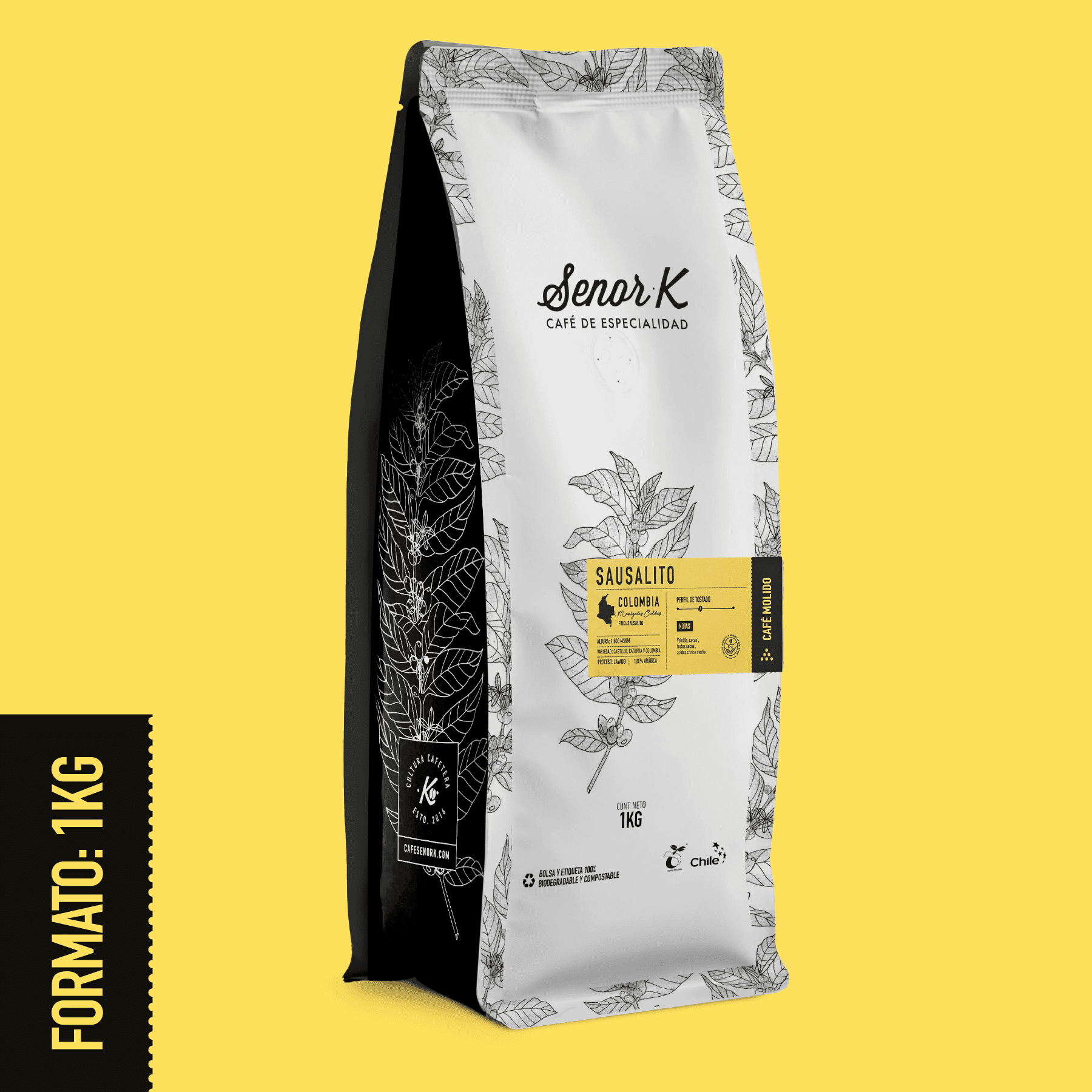 Café de especialidad de Colombia | Finca Sausalito Bolsa 1 KG (Grano entero/Molido)