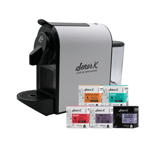 Starter Kit Señor K Máquina Cápsulas K-ONE + 50 cápsulas de café